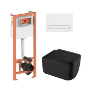 Комплект: Qtap Gemini Ultra Quiet унітаз підвісний QT2533076EUQMB + Nest комплект інсталяції 4в1 Клавіша лінійна White QT0133M425+QT0111M08V1384W (QT2533076EUQMB46171)