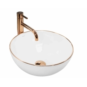 Умивальник Rea Stella ROSE GOLD EDGE накладний білий REA-U7444
