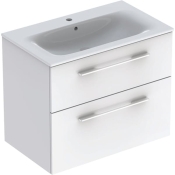 Комплект тумбы с умывальником Geberit Selnova Square slim rim, 80х50, со шкафчиком, два ящика, белый (501.240.00.1)
