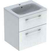 Комплект тумбы с умывальником Geberit Selnova Square slim rim, 60х50, со шкафчиком, два ящика, белый (501.236.00.1)