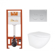 Набір 3в1 Qtap Robin Ultra Quiet унітаз підвісний QT1333046EUQW + Nest комплект інсталяції (QT1333046EUQW45145)