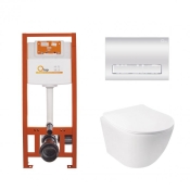 Набір 3в1 Qtap Jay Ultra Quiet унітаз підвісний QT07335177W + Nest комплект інсталяції (QT07335177W45140)