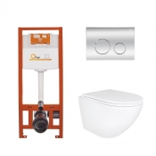 Набір 3в1 Qtap Robin Ultra Quiet унітаз підвісний QT1333046EUQW + Nest комплект інсталяції (QT1333046EUQW45146)