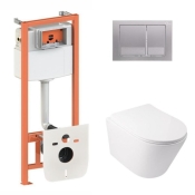 Набір 3в1 Qtap Swan Ultra Quiet унітаз підвісний QT16335179W + Nest комплект інсталяції (QT16335179W45149)