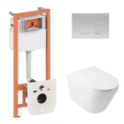 Набір 3в1 Qtap Swan Ultra Quiet унітаз підвісний QT16335179W + Nest комплект інсталяції (QT16335179W45152)