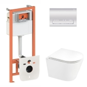 Набір 3в1 Qtap Scorpio Ultra Quiet унітаз підвісний QT1433053EUQW + Nest комплект інсталяції (QT1433053EUQW45168)
