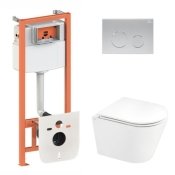 Набір 3в1 Qtap Scorpio Ultra Quiet унітаз підвісний QT1433053EUQW + Nest комплект інсталяції (QT1433053EUQW45166)