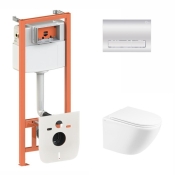 Набір 3в1 Qtap Robin Ultra Quiet унітаз підвісний QT1333046EUQW + Nest комплект інсталяції (QT1333046EUQW45144)