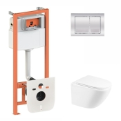 Набір 3в1 Qtap Robin Ultra Quiet унітаз підвісний QT1333046EUQW + Nest комплект інсталяції (QT1333046EUQW45142)