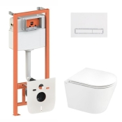 Набір 3в1 Qtap Scorpio Ultra Quiet унітаз підвісний QT1433053EUQW + Nest комплект інсталяції (QT1433053EUQW45169)