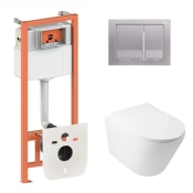 Набір 3в1 Qtap Swan Ultra Quiet унітаз підвісний QT16335179W + Nest комплект інсталяції (QT16335179W45150)