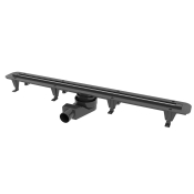 Душовий трап Waterway Stripe 700, корпус чорний, з ґратами Base slim (WSL700001)