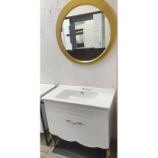 Тумба с умывальником подвесная Veronis Sofya 100 White-Silver VE-TSOFYAW100 Тумба (100х45х83) + зеркало. Цвет: Белый-серебро.