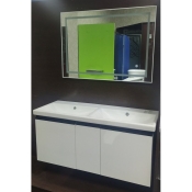 Тумба с умывальником подвесная Veronis Perge 120 White VE-TPERGEW120 Тумба (120х45х54) + зеркало. Цвет: Белый.