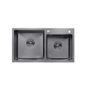 Кухонна мийка з нержавіючої сталі Kroner KRP PVD Schwarze-7843ZHM (CV022797)