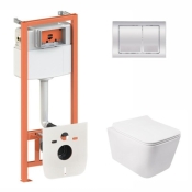 Комплект: інсталяція Qtap Nest ST QT0133M425 + підвісний унітаз Qtap Crow з сидінням QT05335170W + клавіша змиву Qtap Nest QT0111M06028CRM QT05335170W0133M42M