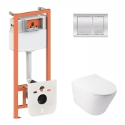 Комплект: інсталяція Qtap Nest ST QT0133M425 + підвісний унітаз Qtap Swan з сидінням QT16335178W + клавіша змиву Qtap Nest QT0111M06028CRM QT16335178W0133M42M
