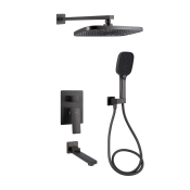 Душова система Qtap Gemini Gunmetal Black PVD прихованого монтажу, на три споживачі (QTGEM114GMB45704)