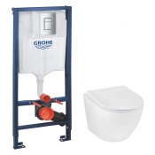 Комплект 4в1: Інсталяція Grohe Rapid SL 3в1 38772001 + Унітаз безободковий Kroner Harz WHI493736 RIMLESS з сидінням Slim Duroplast / Soft-close / Quick relase KH493736WHIR (CV033817)