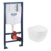 Комплект 4 в 1: Инсталляция Grohe Rapid SL 3 в 1 38772001 + Унитаз безободковый Kroner Harz WHI483632 TORNADO с сиденьем Slim Duroplast / Soft-close / Quick relase KH483632WHIT (CV033824)