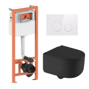 Комплект: Qtap Taurus Ultra Quiet унитаз подвесной QT2433084EUQMB + Nest комплект инсталляции 4в1 (Клавиша круглая White) QT0133M425 + QT0111M11110W (QT2433084EUQMB46178)