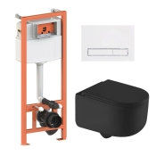 Комплект: Qtap Taurus Ultra Quiet унитаз подвесной QT2433084EUQMB+Nest комплект инсталляции 4в1 (Клавиша линейная White) QT0133M425+QT0111M08V1384W (QT2433084EUQMB46181)