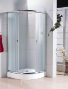 Душовий куточок напівкруглий SANTEH 9001F-ECO з піддоном 15 см, 90х90х195, скло Fabric, профіль хром (SANTEH9001F-ECO)