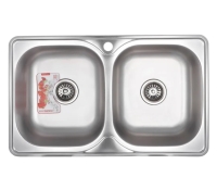 Кухонна мийка ZERIX Z7848D-08-180E Double Satin (ZS0578)