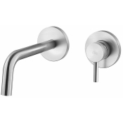 Змішувач для умивальника Paffoni Light, настінний, вилив 24.8 см, Steel Looking (LIG007ST70)