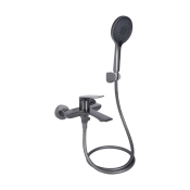 Змішувач для ванни з душовим гарнітуром Qtap Vlasta New Gunmetal Black PVD (QTVLA259GMB45643)