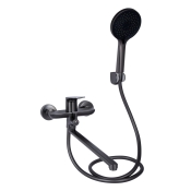 Смеситель для ванны c душевым гарнитуром Qtap Vlasta New Gunmetal Black PVD (QTVLA260GMB45645)