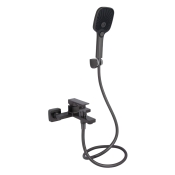 Змішувач для ванни з душовим гарнітуром Qtap Gemini Gunmetal Black PVD (QTGEM259GMB45684)