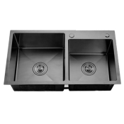 Кухонна мийка ITAL 750x410x215мм, 3.0/0.8мм, PVD Black (ID7541-B)