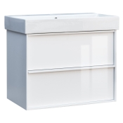 Тумба з умивальником та сифоном Devit Quadra 083070W 70 см біла глянсова (550473)