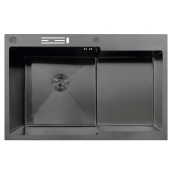 Мийка MIXXUS MH7849L-HK GRAPHITE (MH7849L-HK NANO-BLACK)(3.0/0.9) з нержавіючої сталі "глибоке крило", з підставкою під ножі (MX1936)