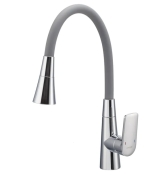 Смеситель для кухни Mixxus Premium Matis 011-T (NUT) Refl.Gray (Цвет хром+силик.излив серый) (MI8267)