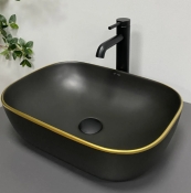 Умивальник (раковина) VBI RAVENNA BLACK MATT GOLD EDGE накладний (VBI-011228)