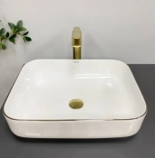 Умивальник (раковина) VBI PALERMO WHITE ROSE GOLD EDGE накладний VBI-012307