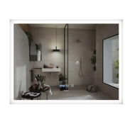 Дзеркало Mixxus FLAT MR04-80x60 з Led Touch, Anti-fog, димером, регулятором яскравості, годинник (MI6928)