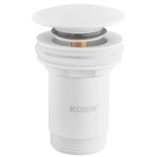 Донний клапан для раковини з переливом KOER PW-07-03 білий автоматичний CLICK-CLACK 1 1/4 (KR5783)