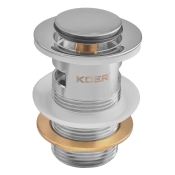 Донний клапан для раковини KOER PW-09-01 1 1/4'' з переливом автоматичний (СLICK-СLACK) (Колір хром) (KR5796)