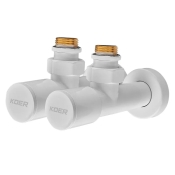 Комплект кранов для полотенцесушителя KOER KR.SET.534 WHITE - M1/2''xM1/2'' угловой, удлиненный (KR5843)