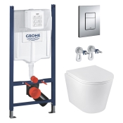 Комплект 4 в 1: Інсталяція GROHE Solido 3 в 1 3884966Q + Унітаз безобідковий Kroner Armada WHI513636 TORNADO 3884966KA51T (CV037780)